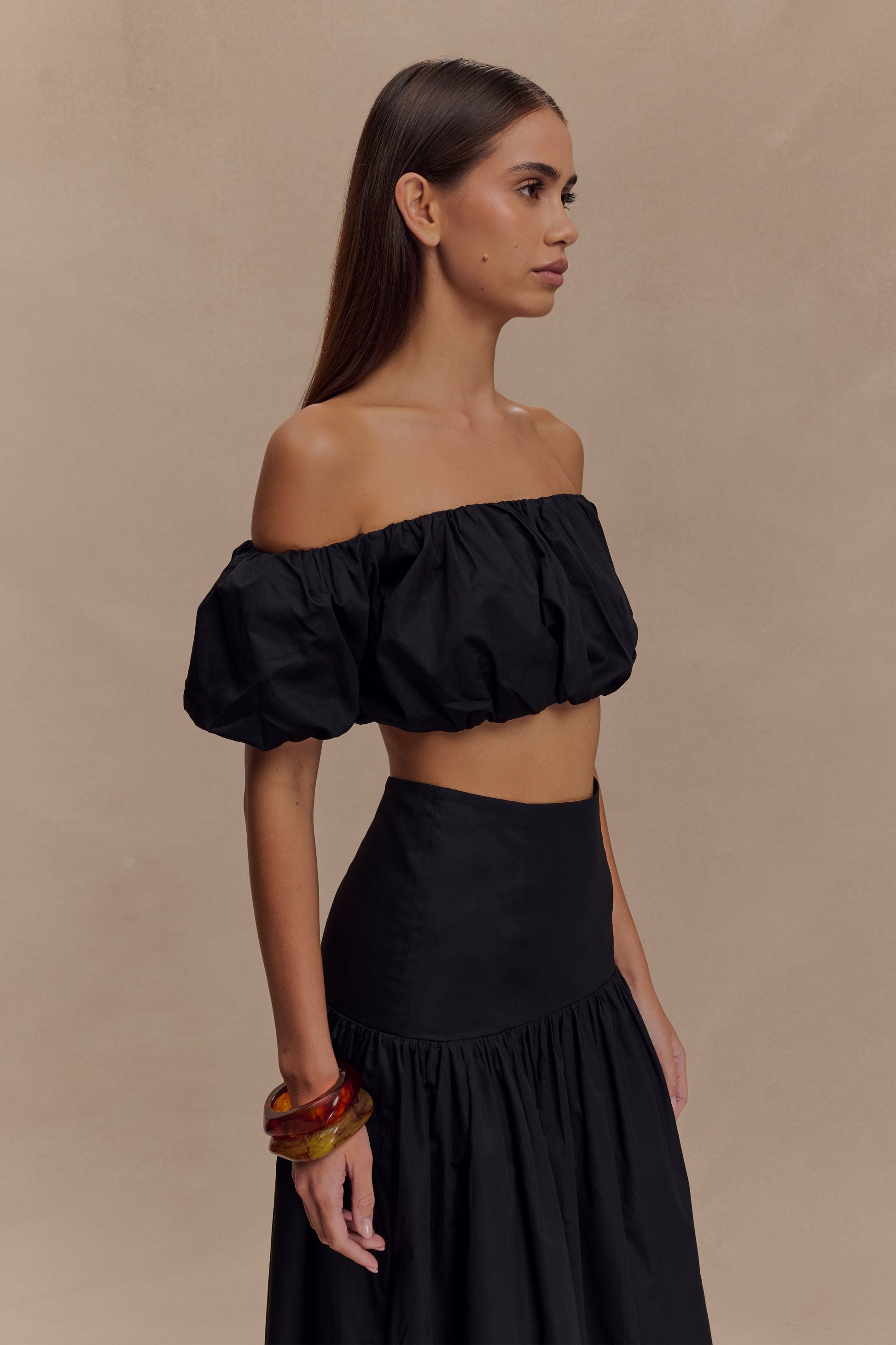 Autumn Off Shoulder Bubble Üst