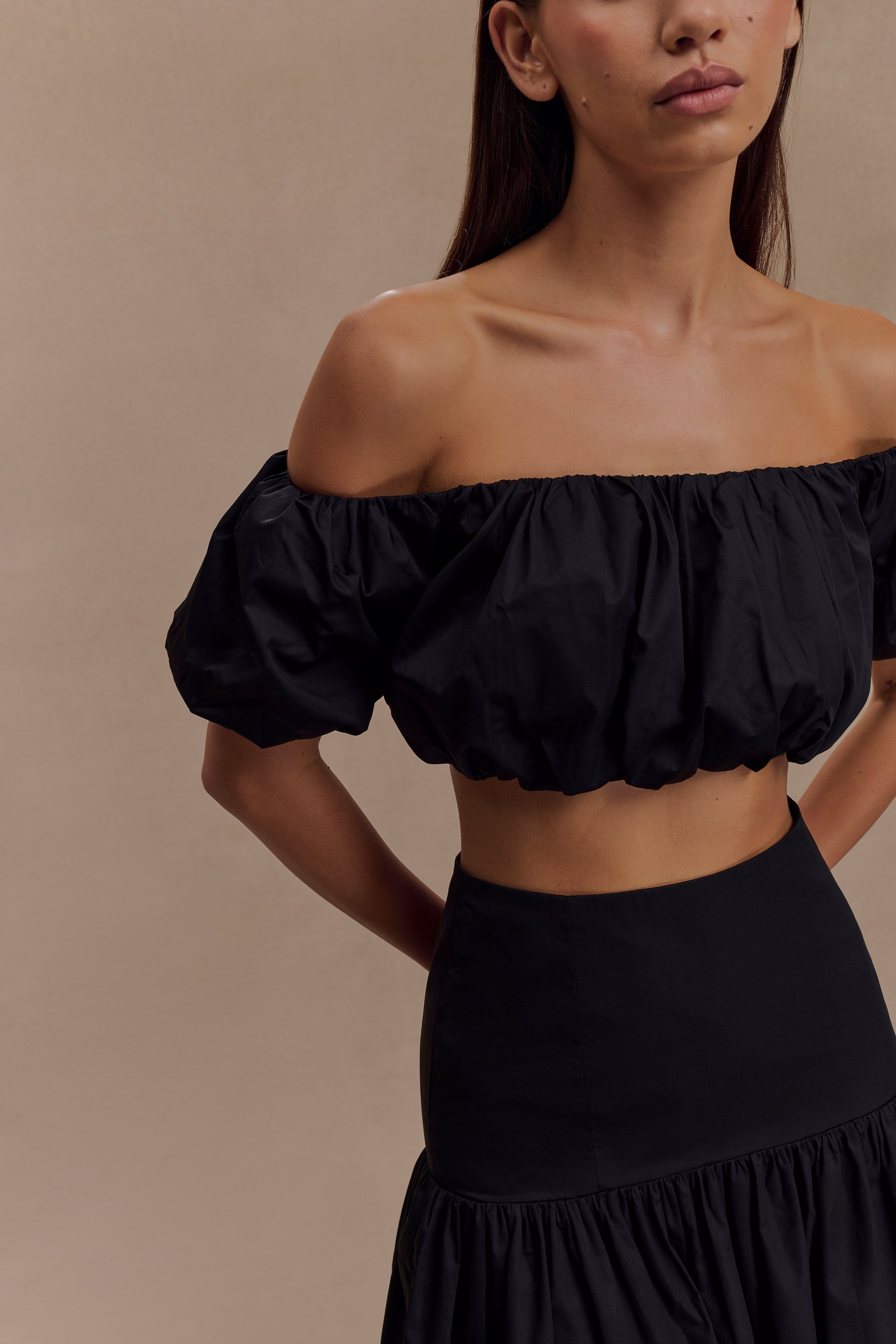 Autumn Off Shoulder Bubble Üst