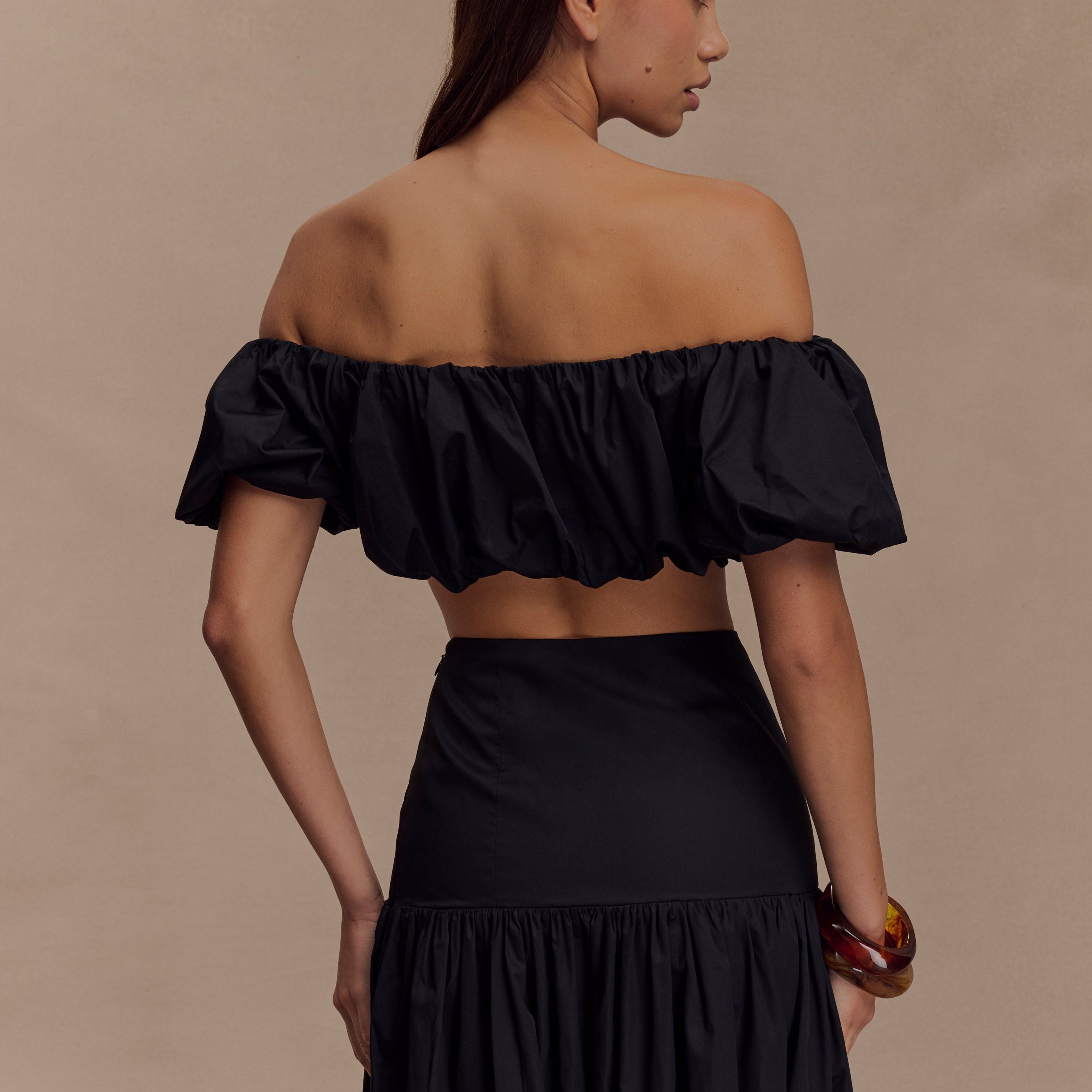 Autumn Off Shoulder Bubble Üst