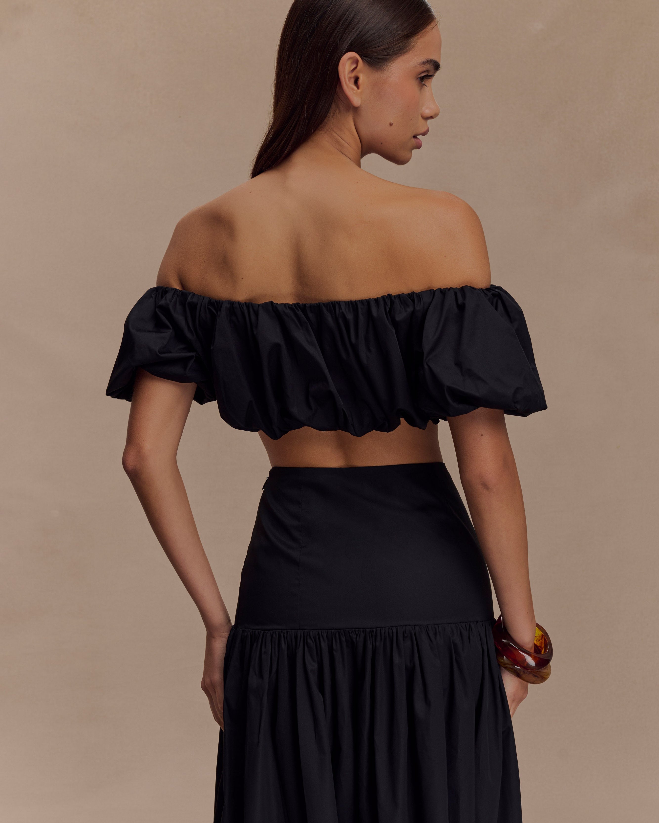 Autumn Off Shoulder Bubble Üst