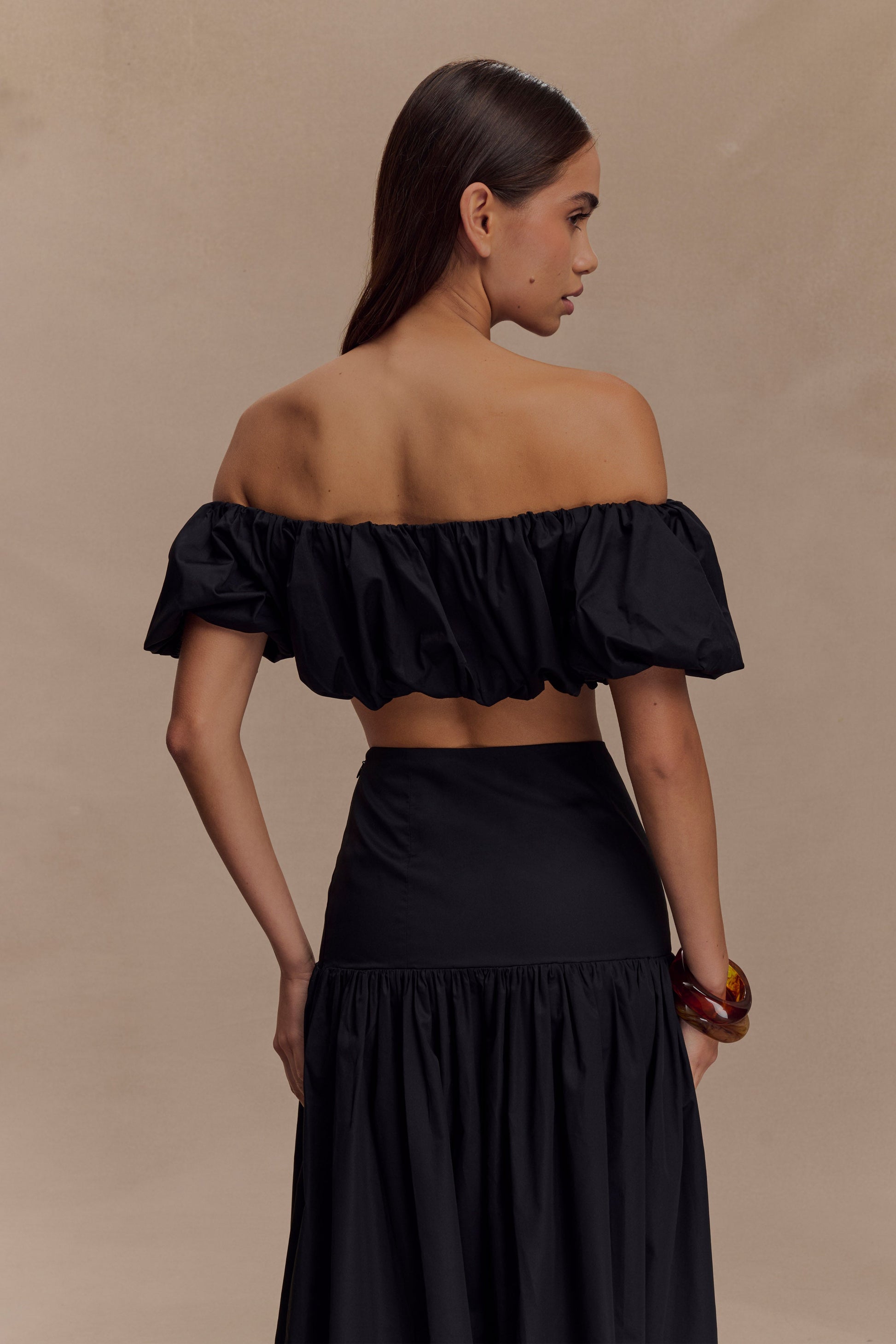 Autumn Off Shoulder Bubble Üst