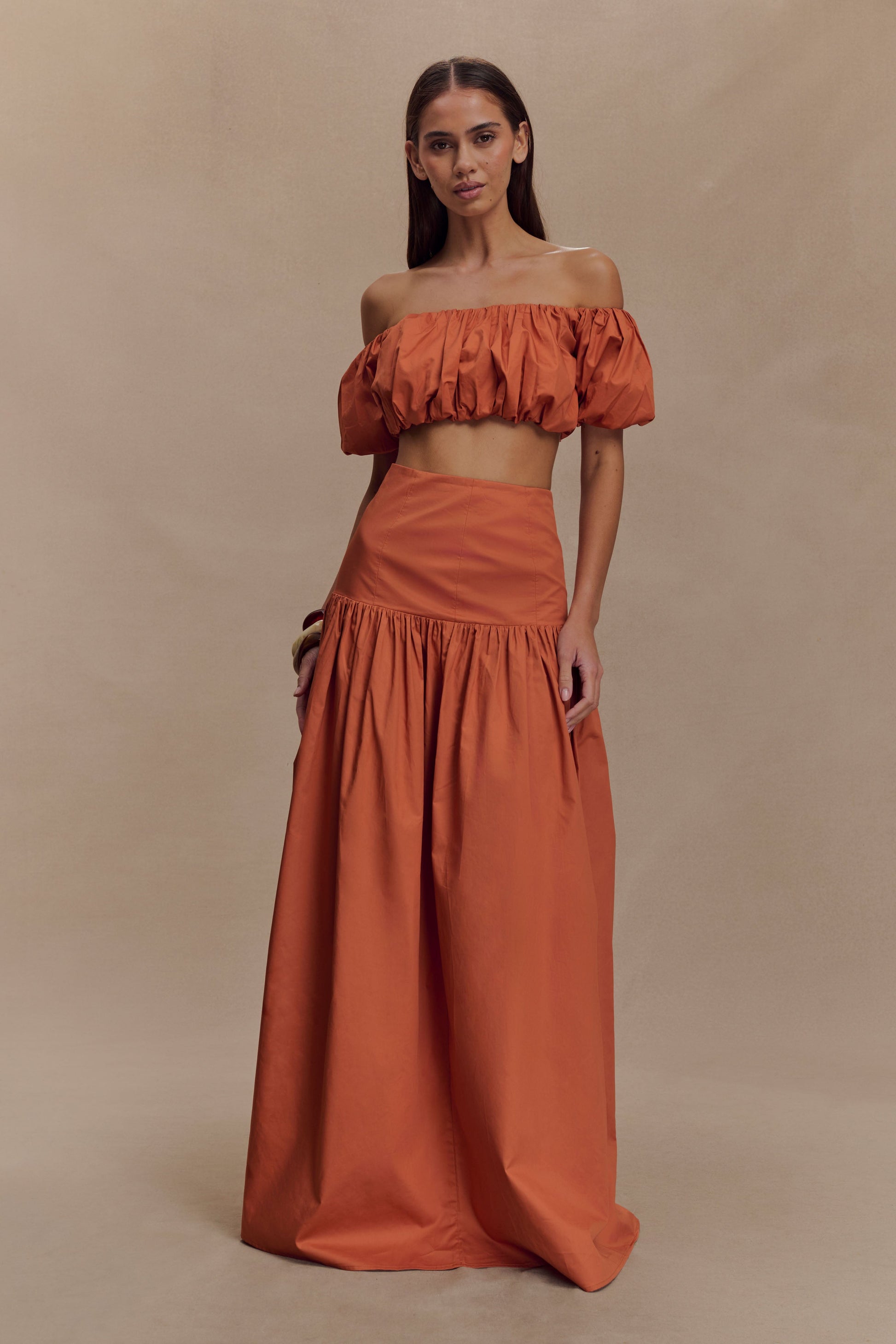 Autumn Off Shoulder Bubble Üst