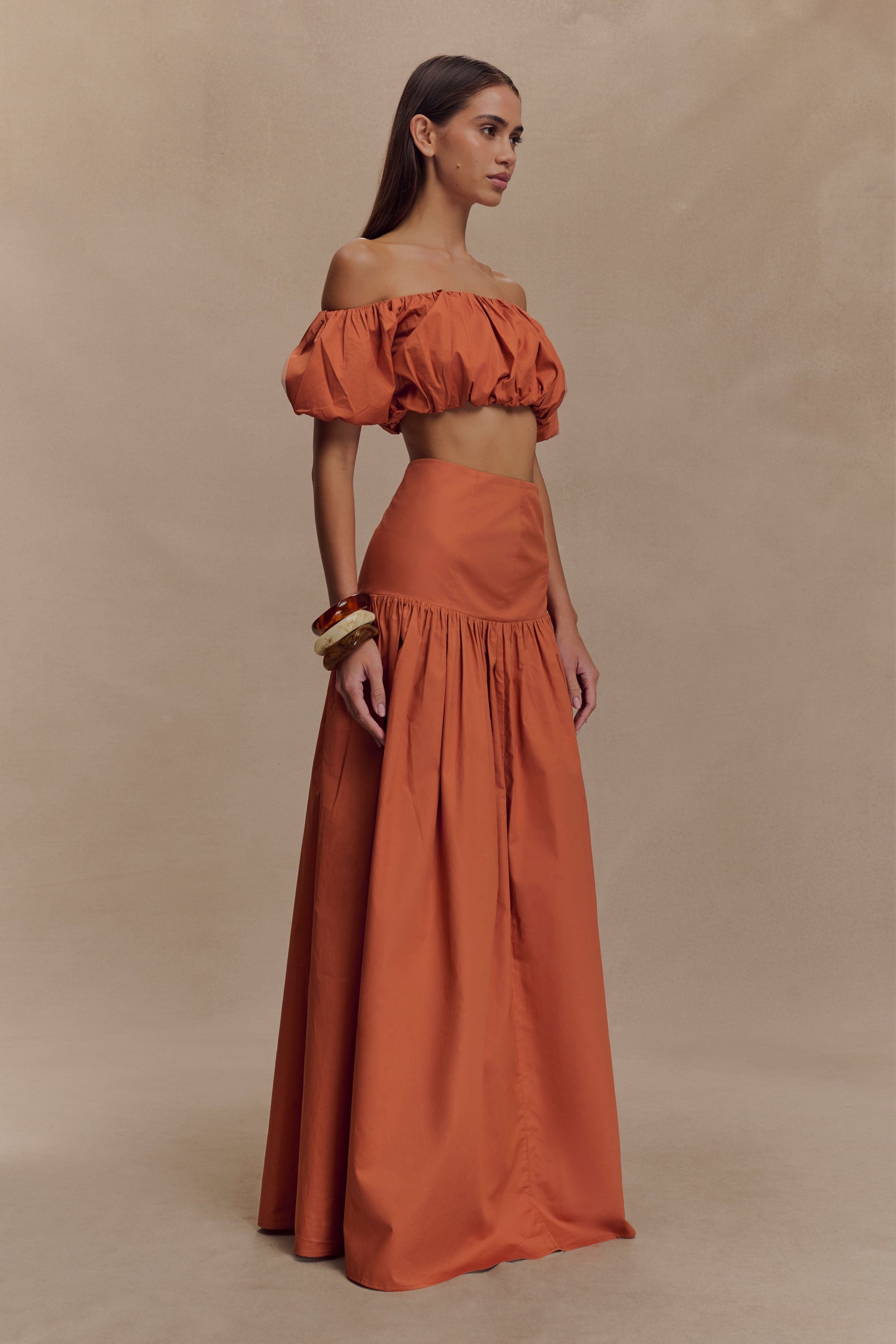 Autumn Off Shoulder Bubble Üst