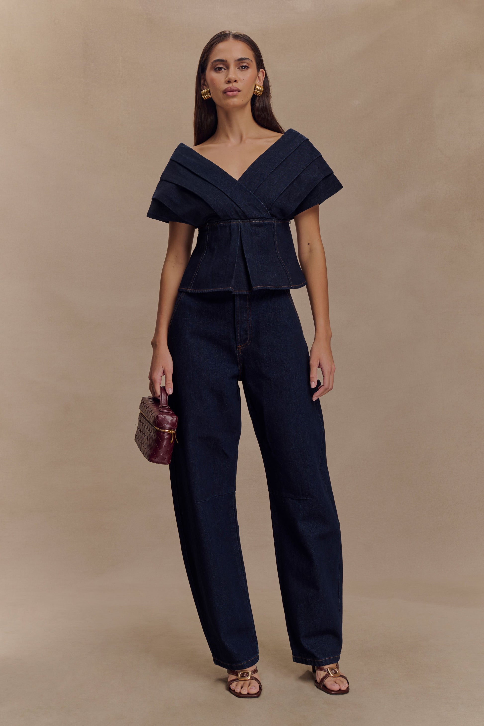 Rayne Off Shoulder Denim Üst