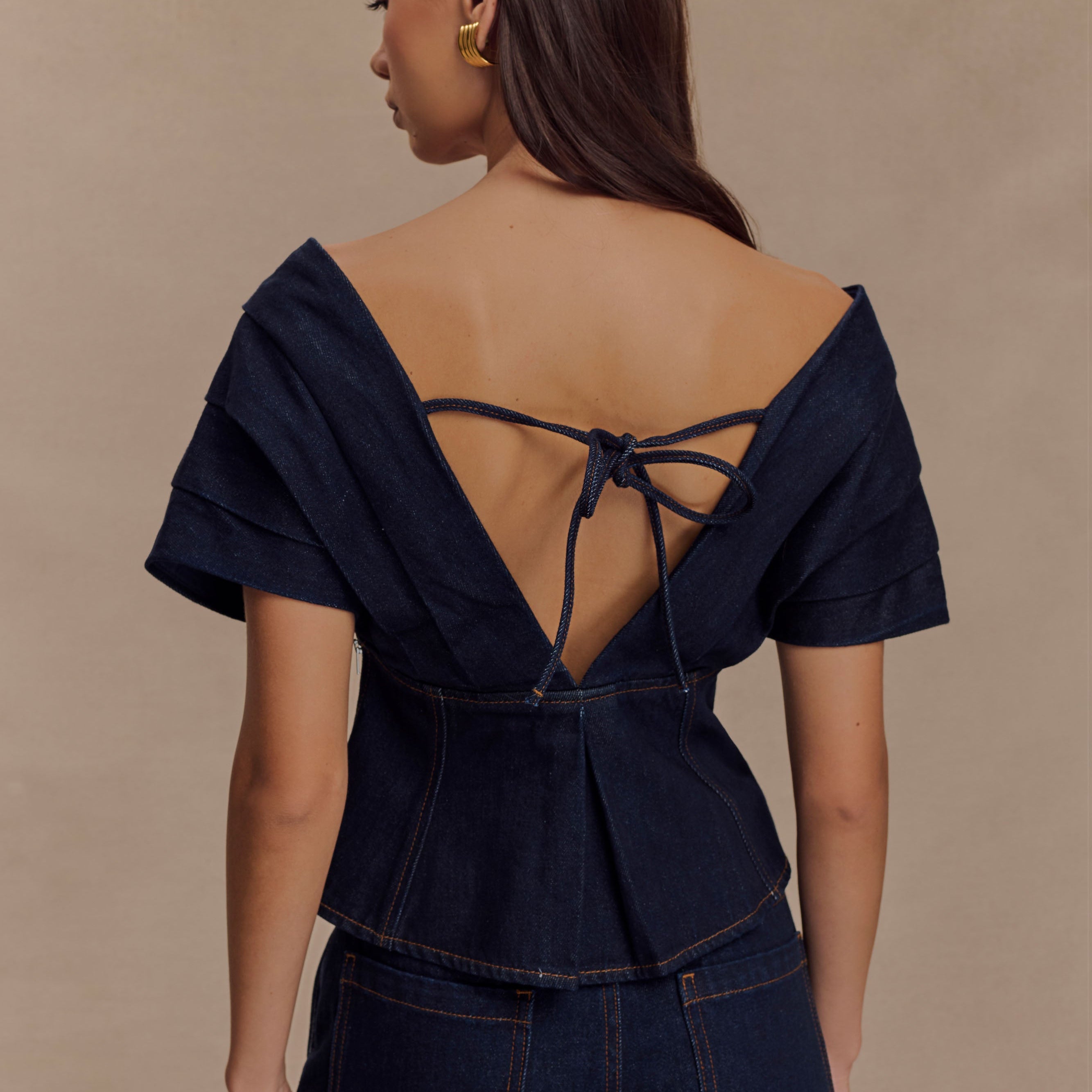Rayne Off Shoulder Denim Üst