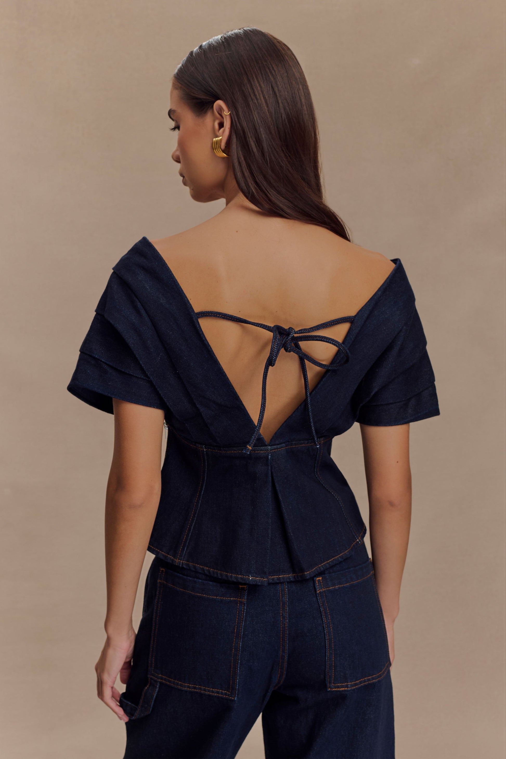 Rayne Off Shoulder Denim Üst