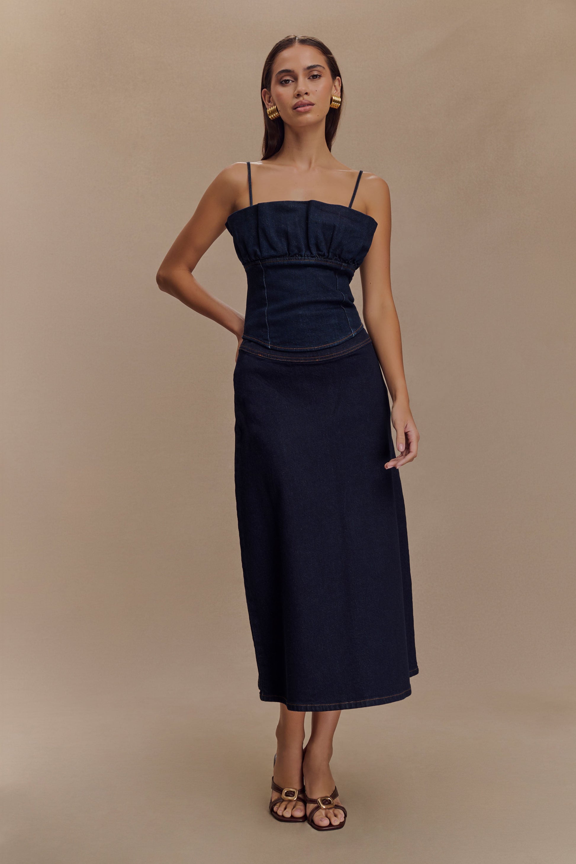 Cecilia Denim Frill Elbise