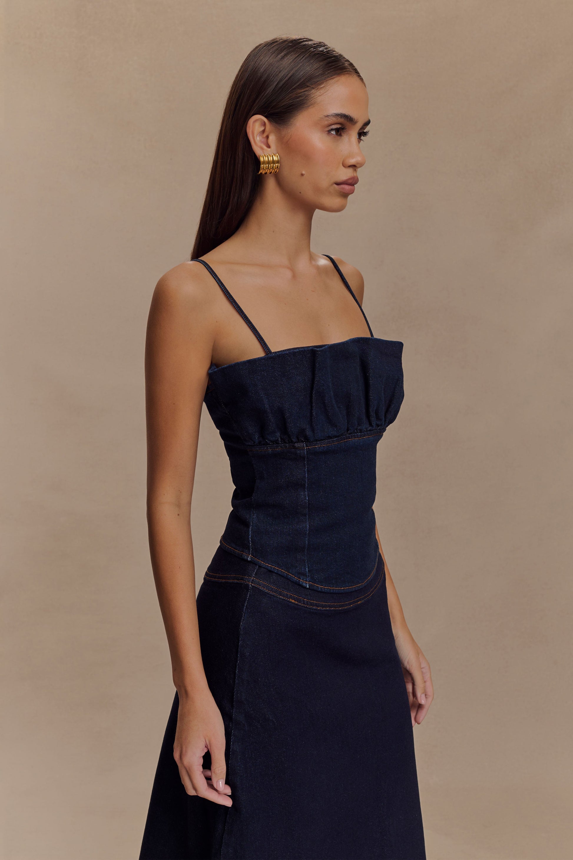 Cecilia Denim Frill Elbise