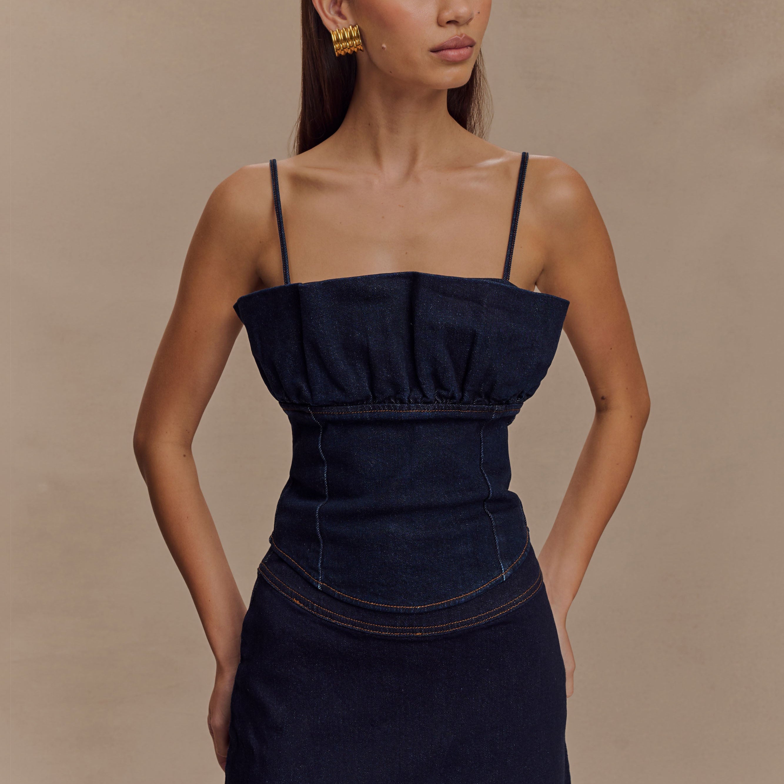 Cecilia Denim Frill Elbise