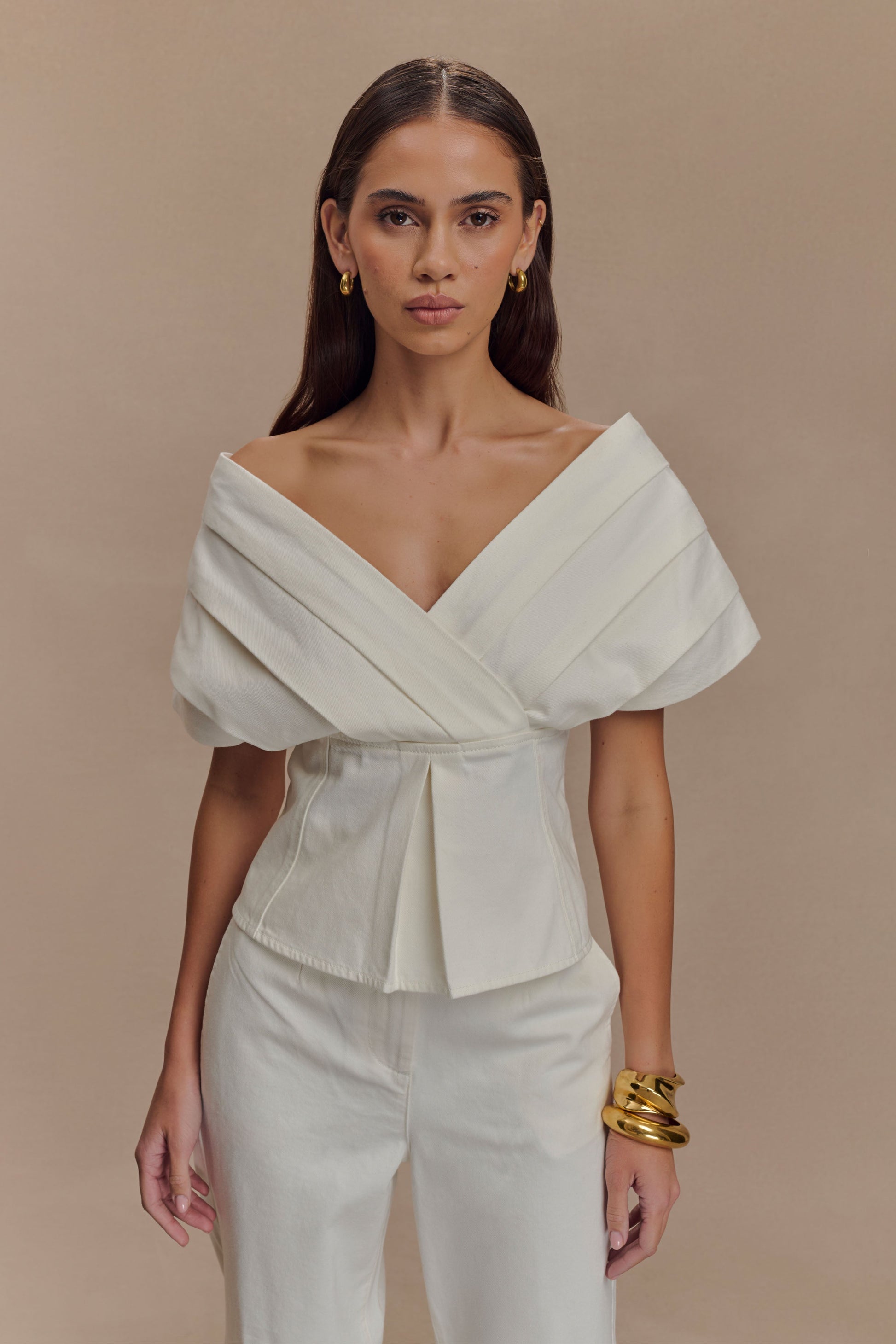 Rayne Off Shoulder Denim Üst