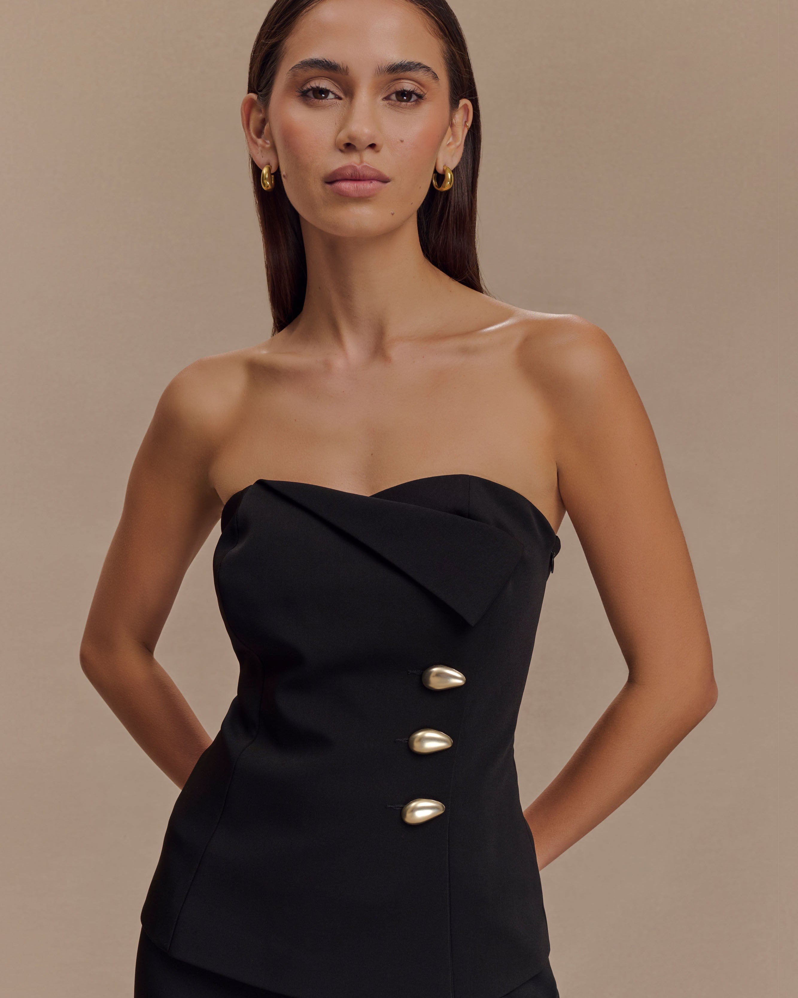 Lindie Strapless Suiting Üst