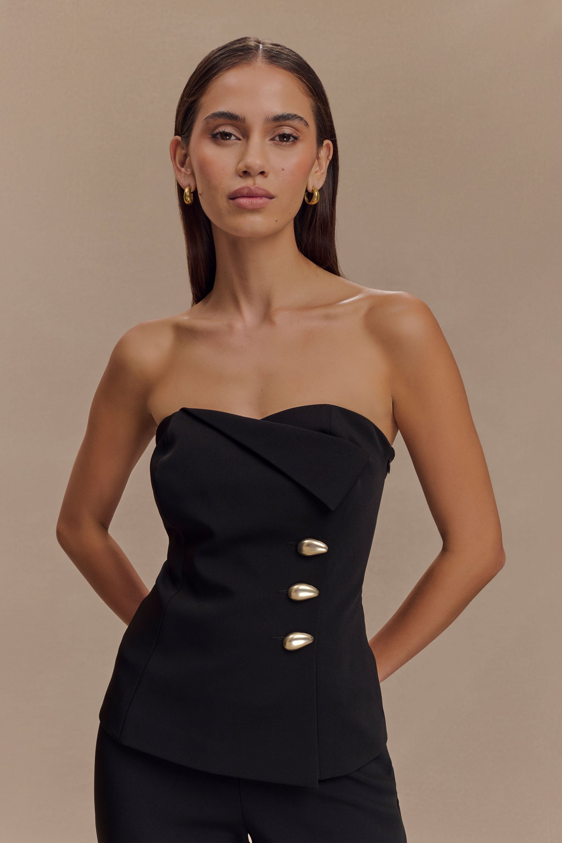 Lindie Strapless Suiting Üst