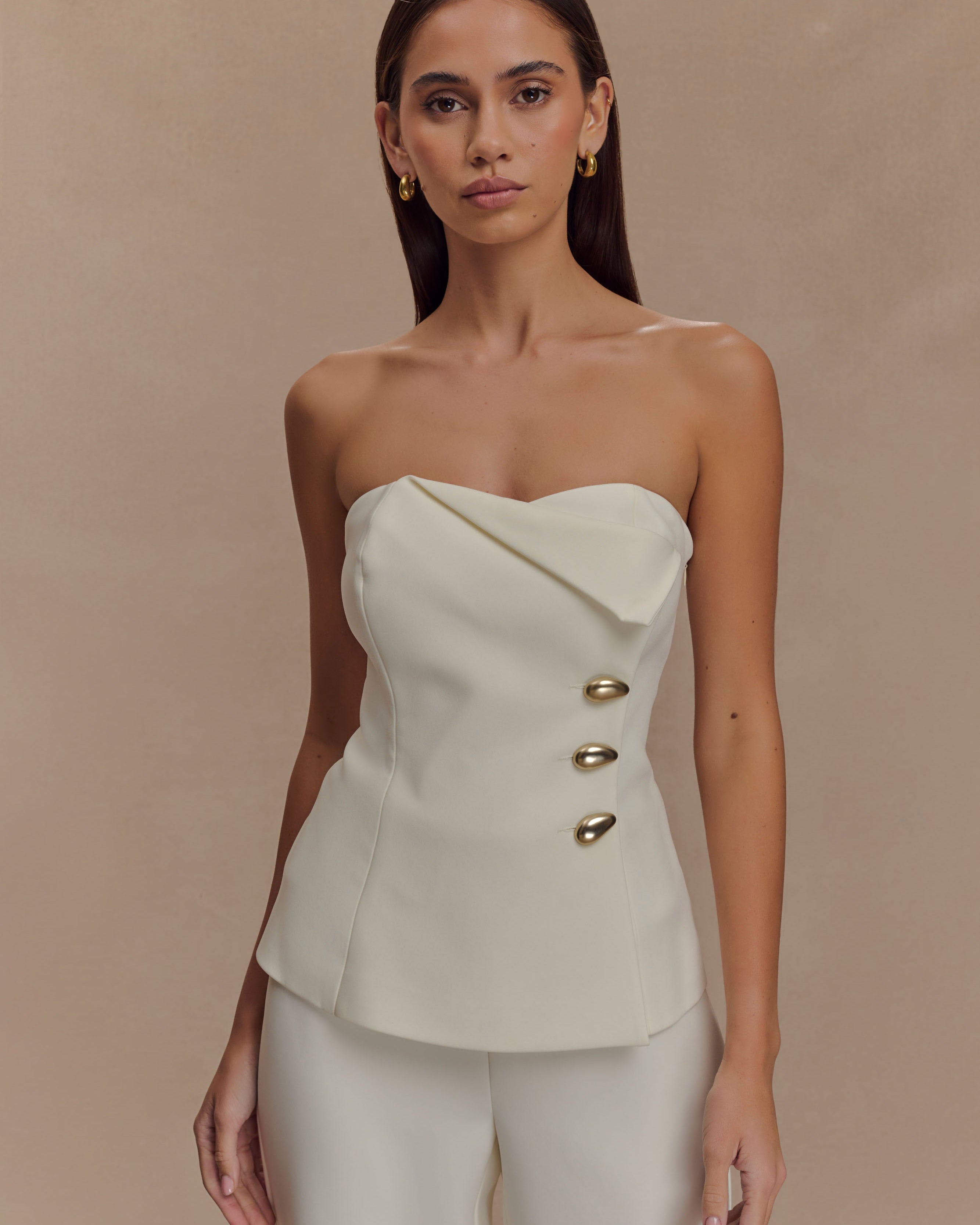 Lindie Strapless Suiting Üst