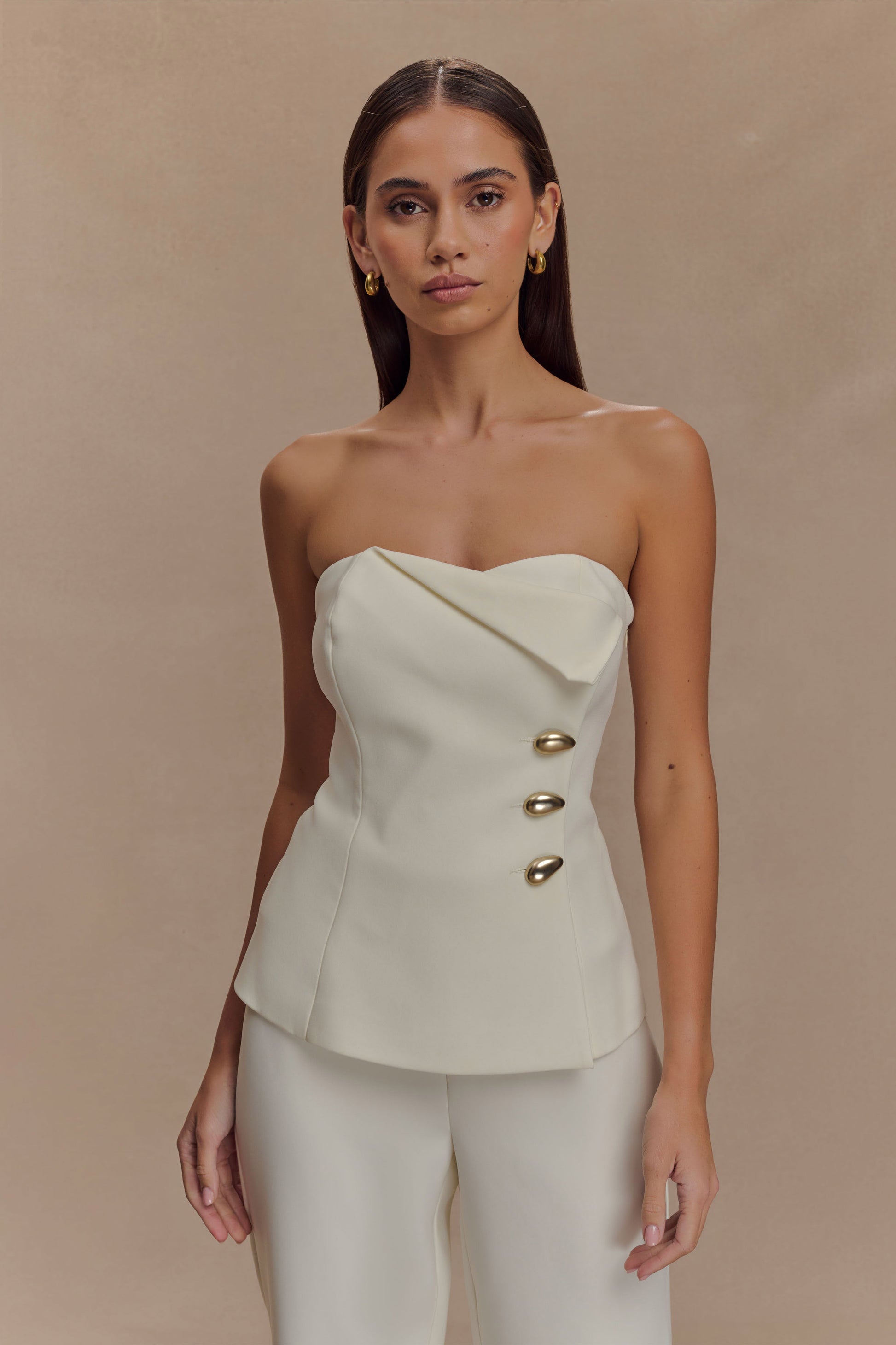 Lindie Strapless Suiting Üst