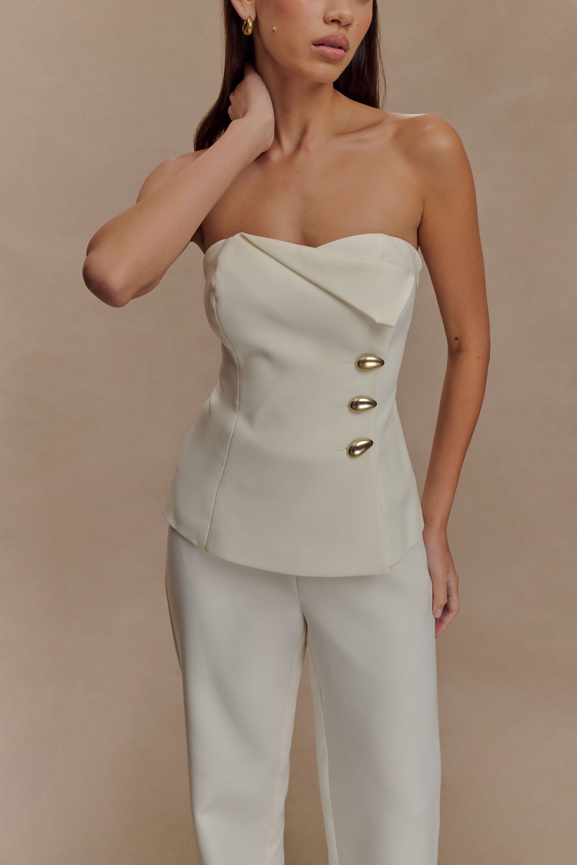 Lindie Strapless Suiting Üst