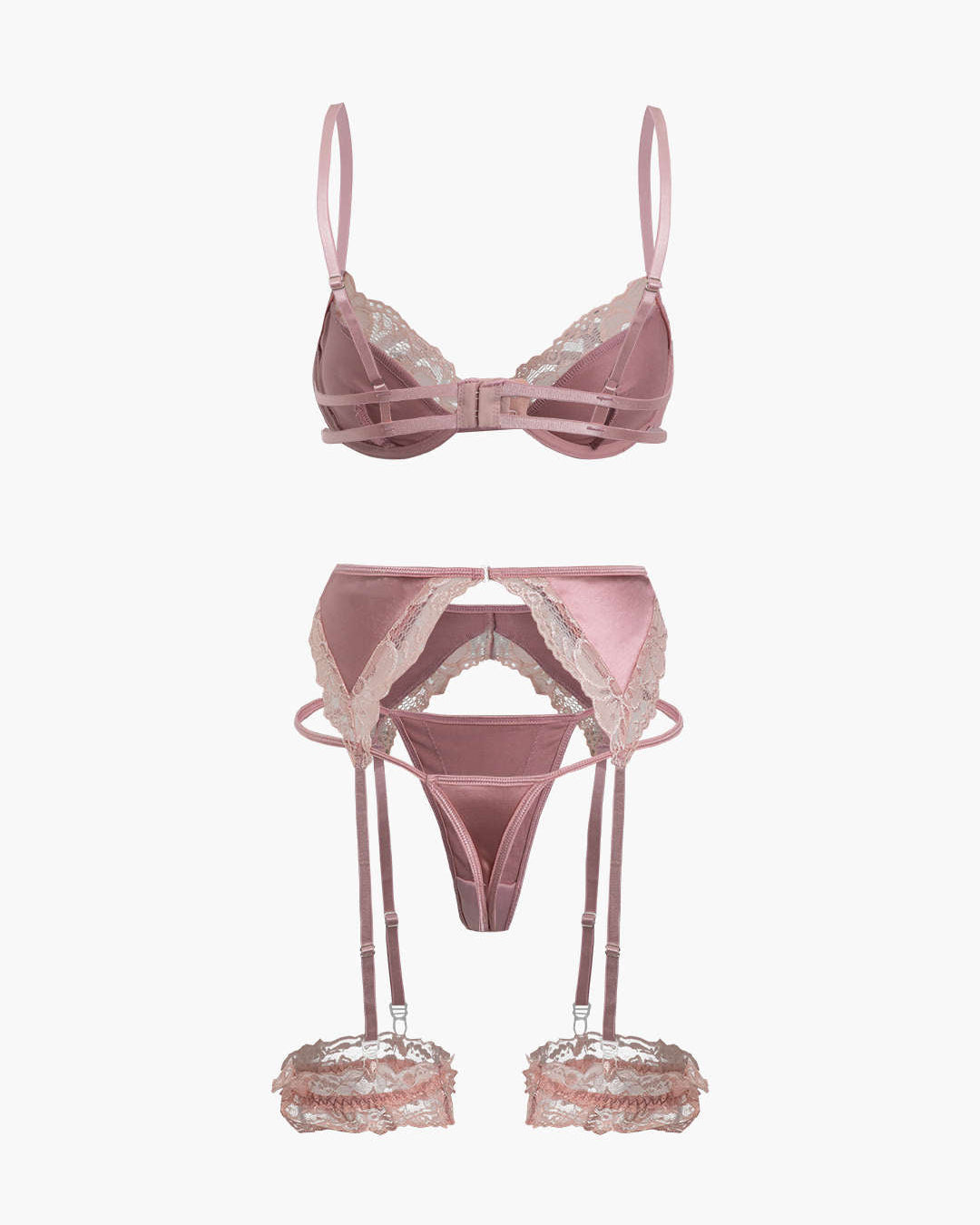 Dantel Saten Pâtçwork İç Giyim Garter Seti