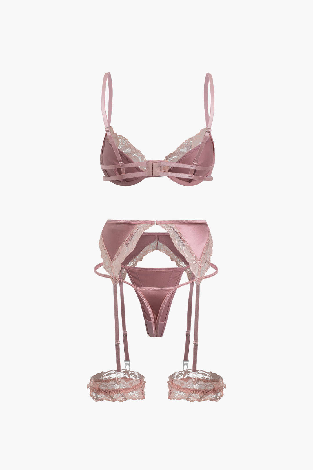 Dantel Saten Pâtçwork İç Giyim Garter Seti