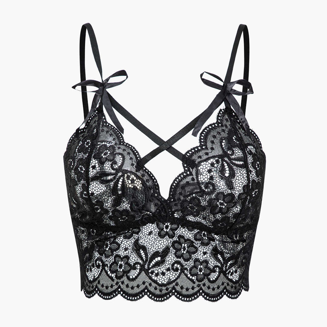 Lace Backless Kesik ve Bağlama Detaylı İç Giyim Garter Seti