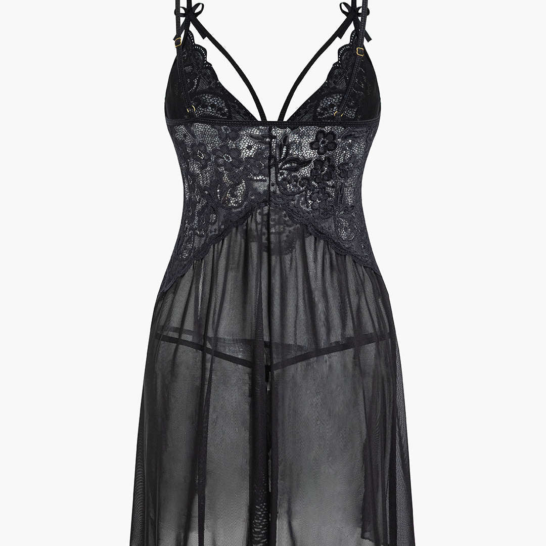 Dantel Şeffaf Nakışlı Bustier Gece Elbisesi