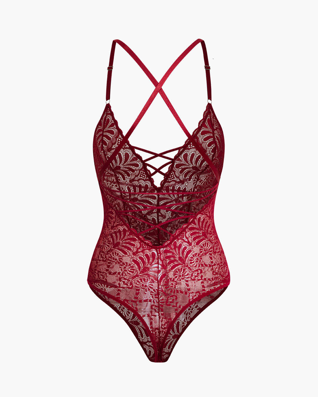 Dantel Sırt Dekolteli Çapraz Lingerie Bodysuit