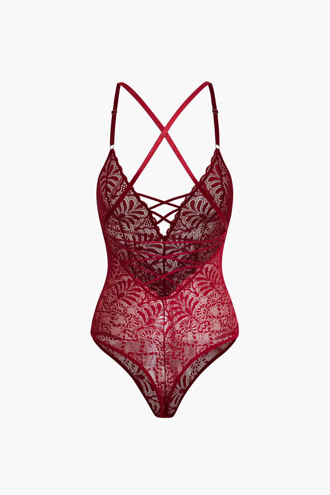 Dantel Sırt Dekolteli Çapraz Lingerie Bodysuit