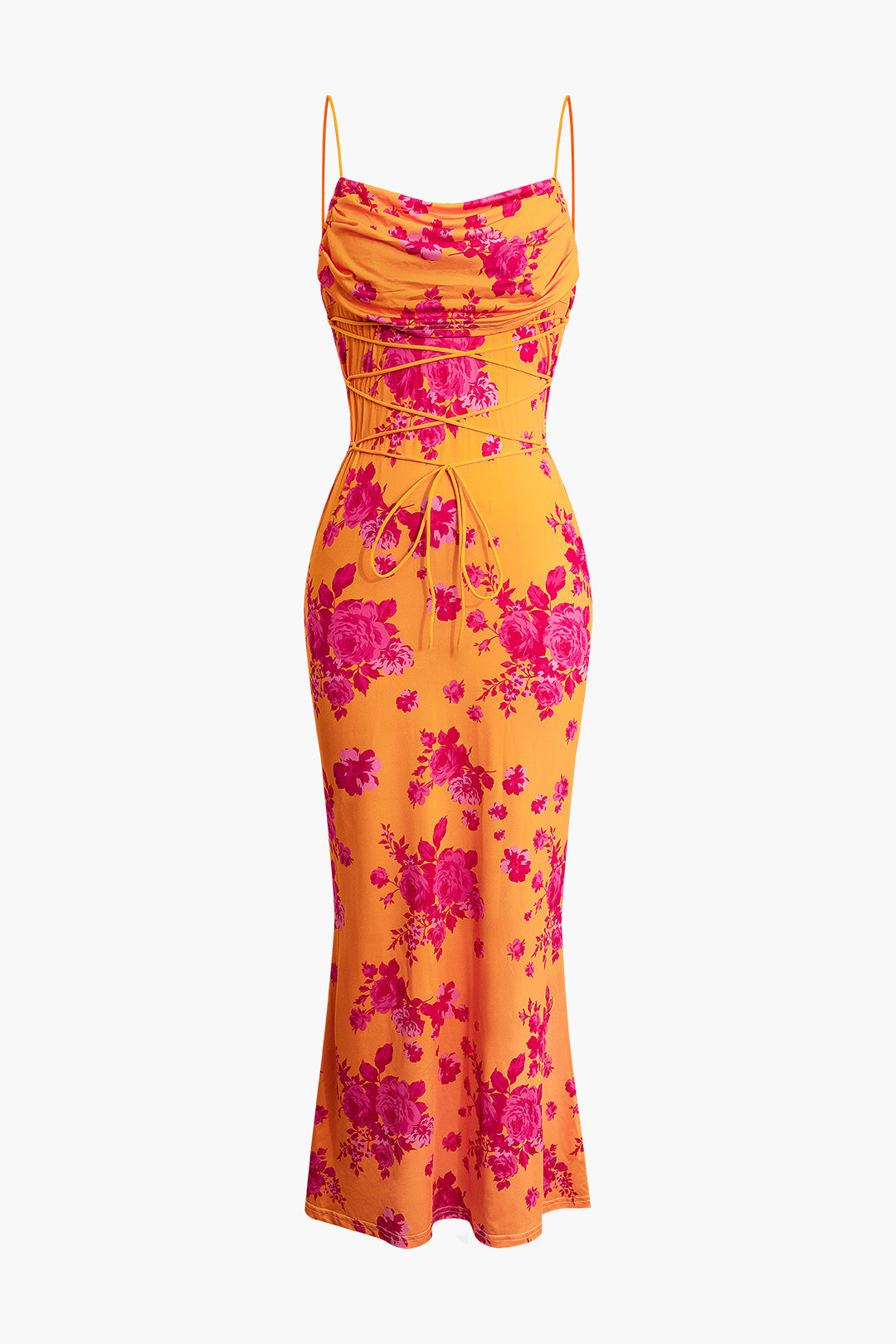 Floral Çiçek Desenli Maksi Elbise