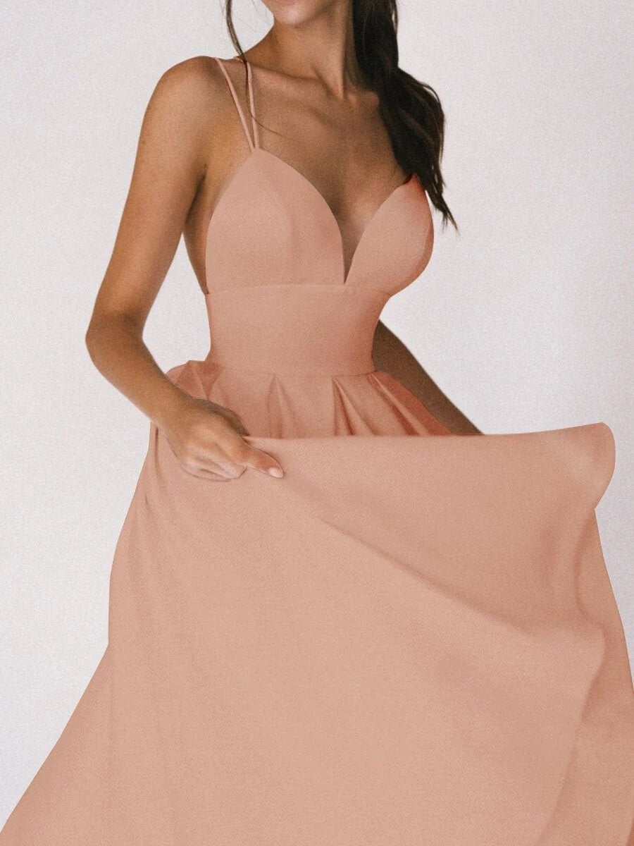 Zarif Halter V Yaka Midi Elbise