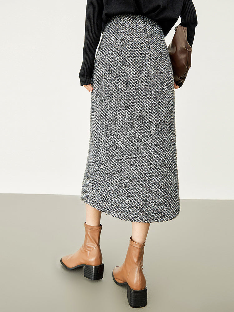 Button Down Tweed Boucle Maxi Etek