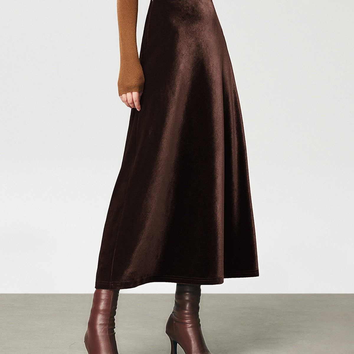 High Waist Velvet Maxi Etek
