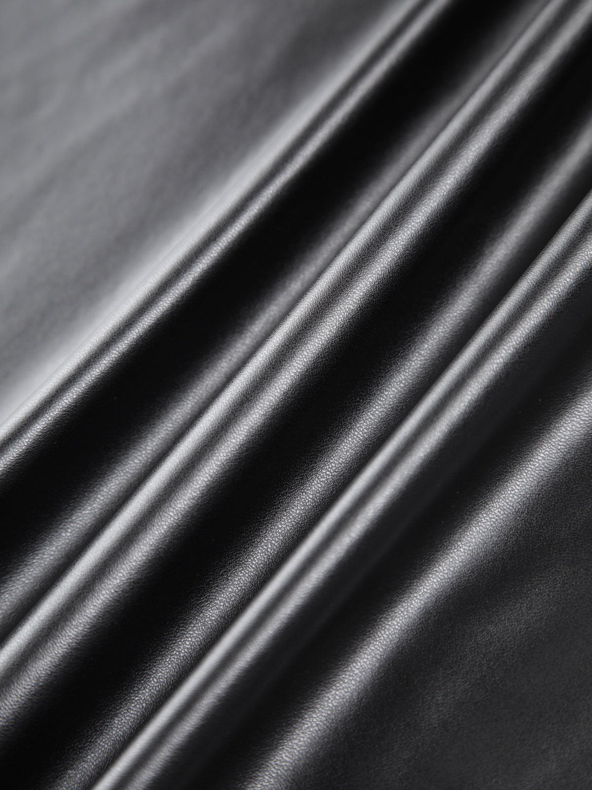 Faux Leather Ruched Slit Midi Etek