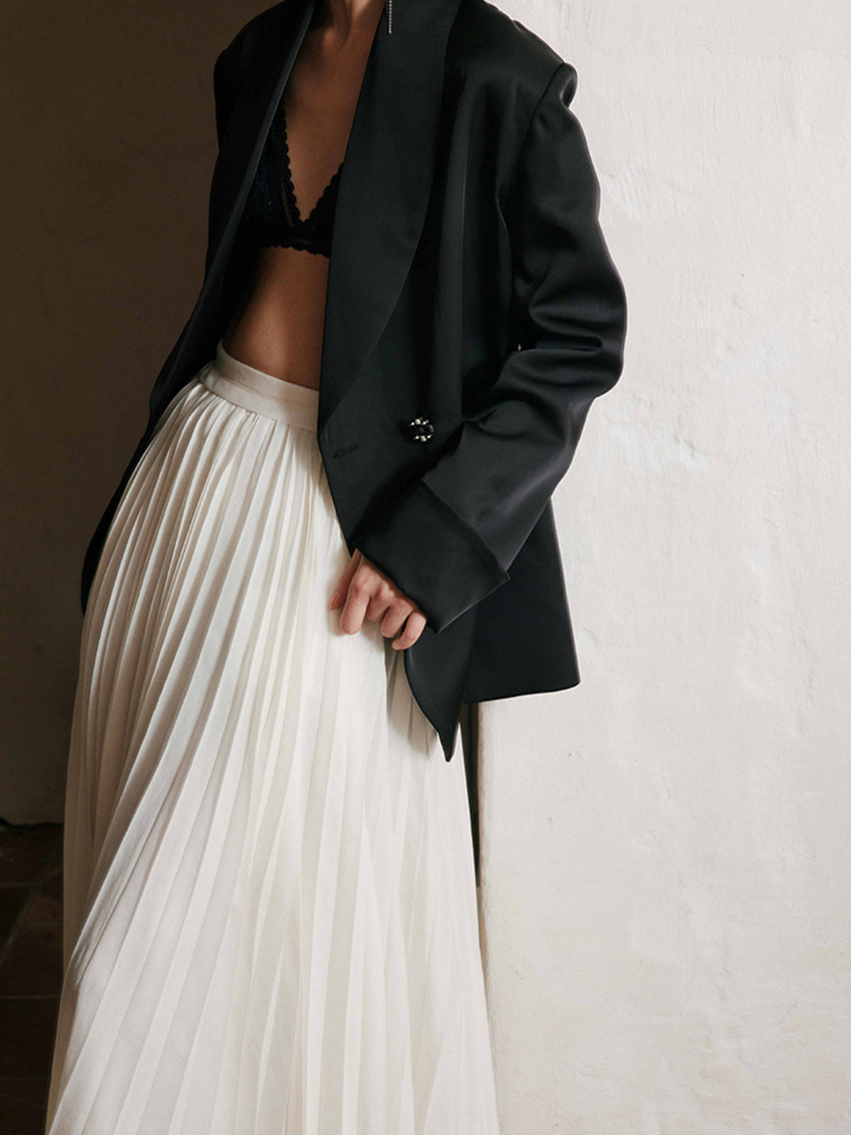 Solid Pleated Maxi Etek