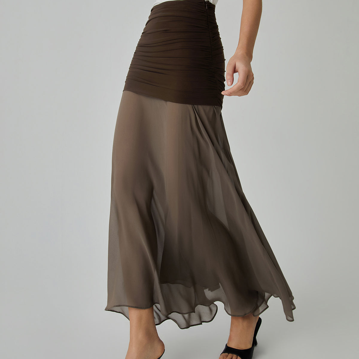Net Chiffon Patchwork Maxi Etek