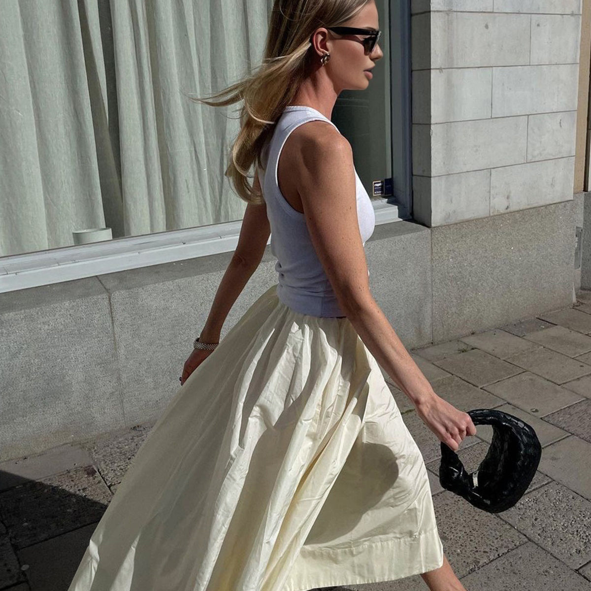 Creamy Leisure Midi Etek