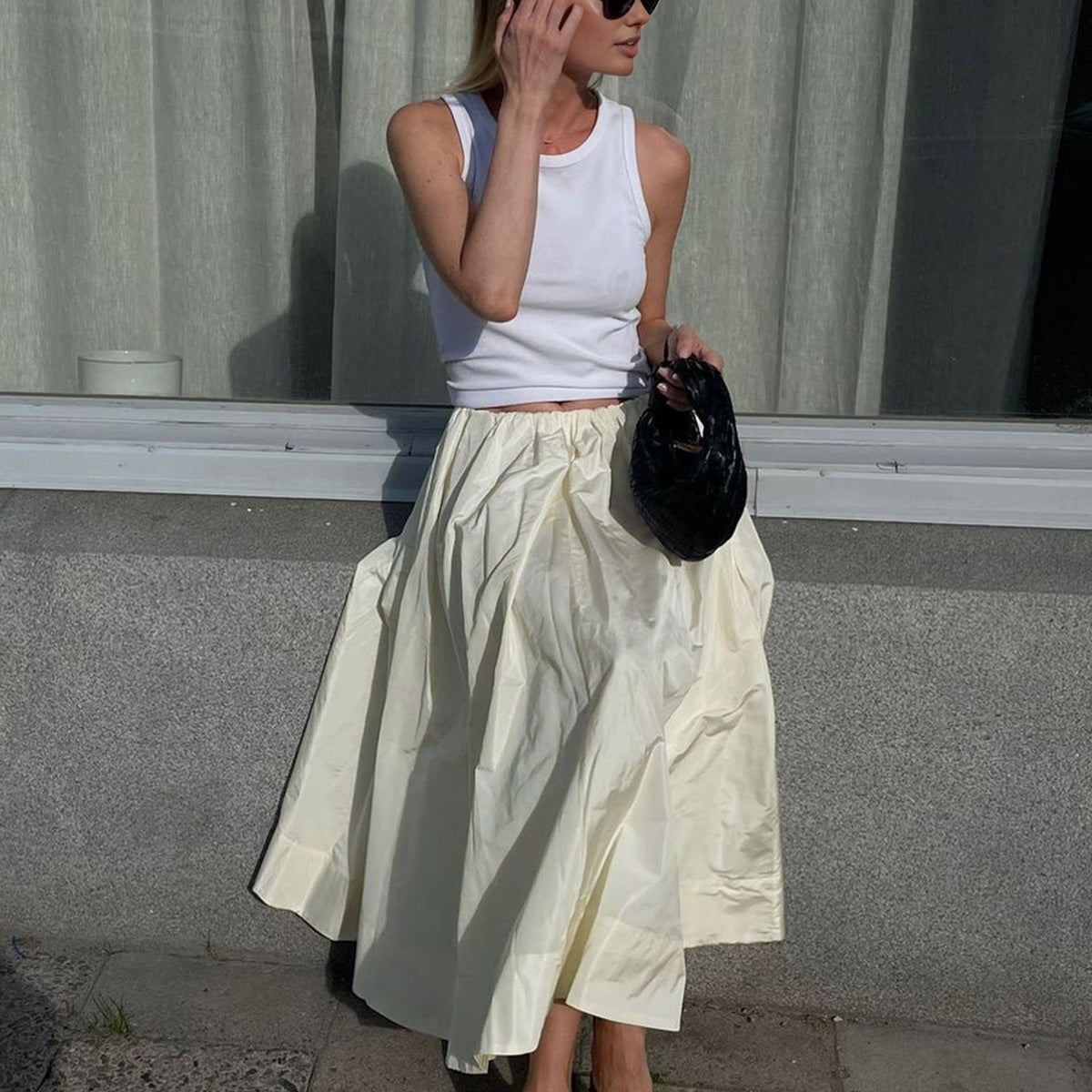 Creamy Leisure Midi Etek