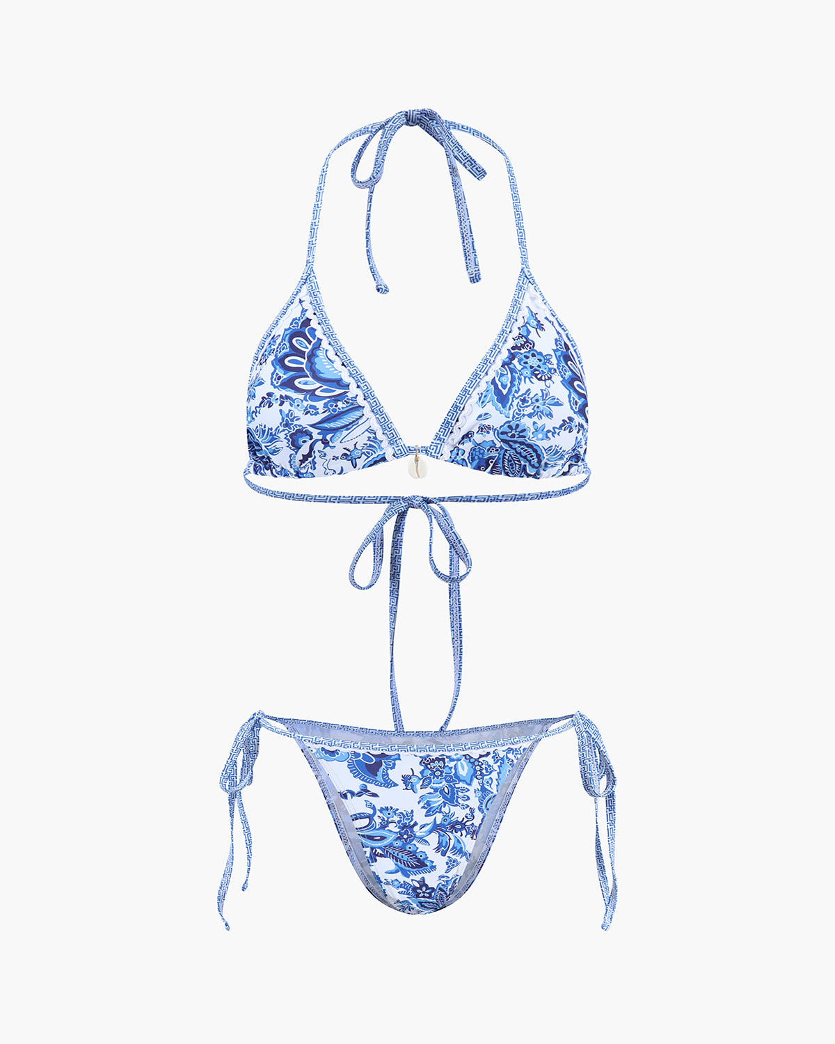 Baskılı Halter Bağlama Bikini Seti