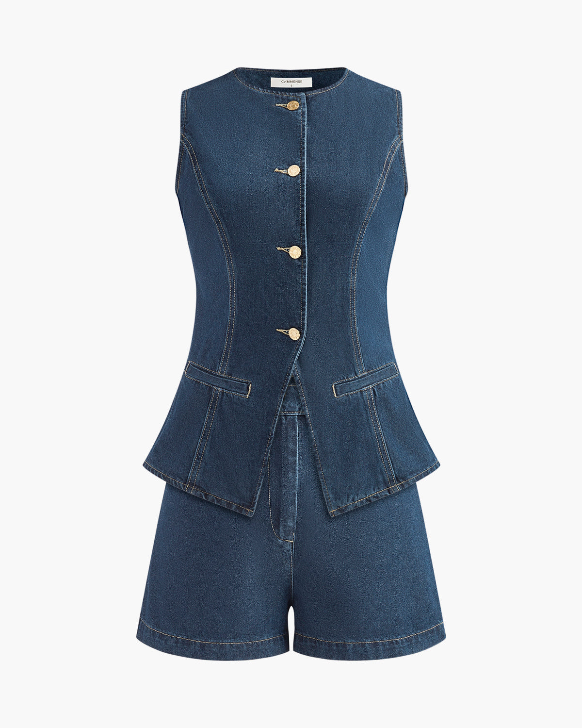 Denim Şort ve Yelek Takım