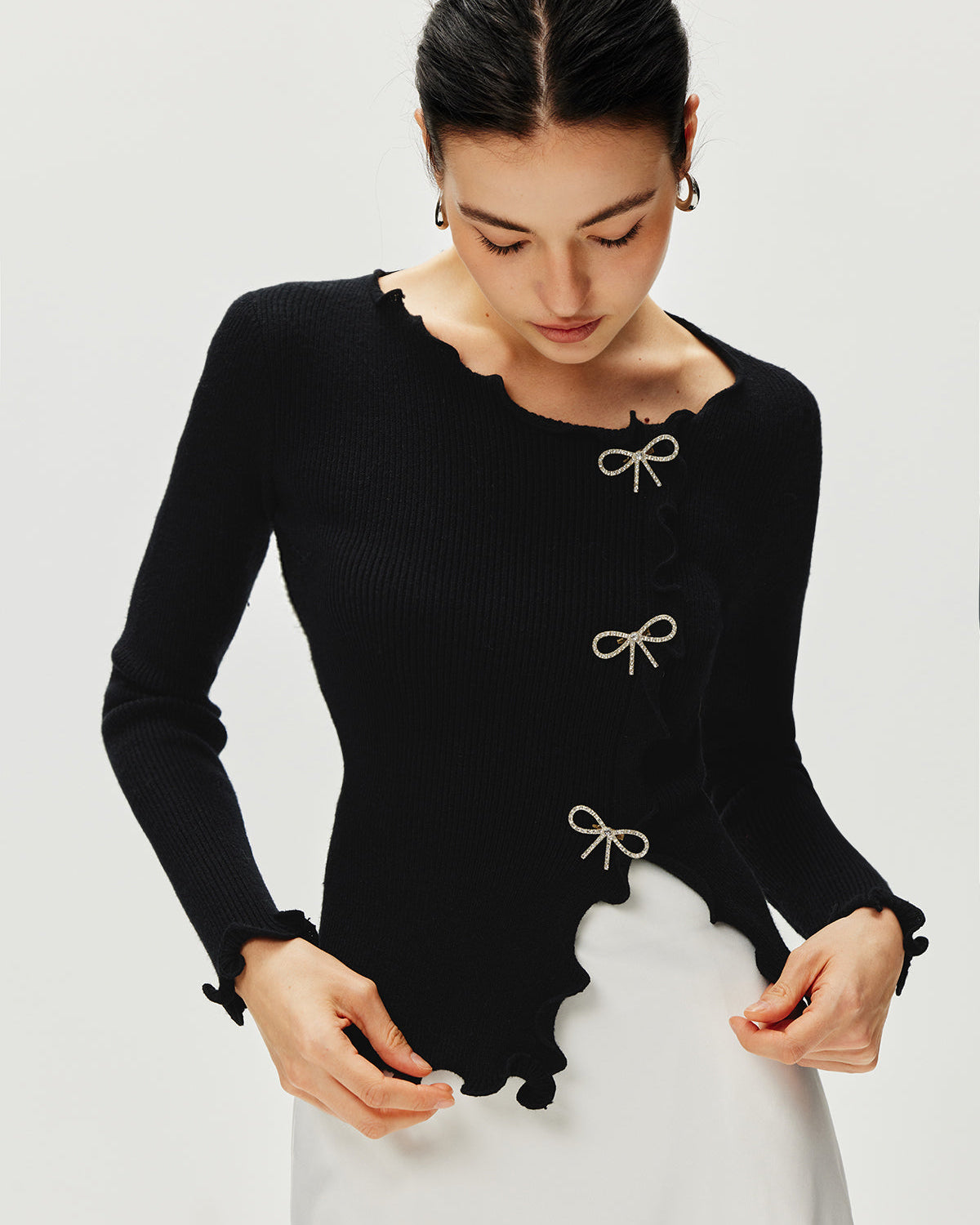 Fiyonklu Detaylı Triko Bluz