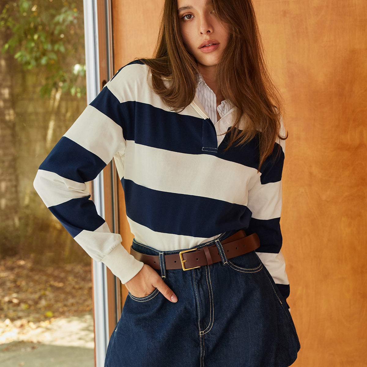 Striped Polo Bodysuit