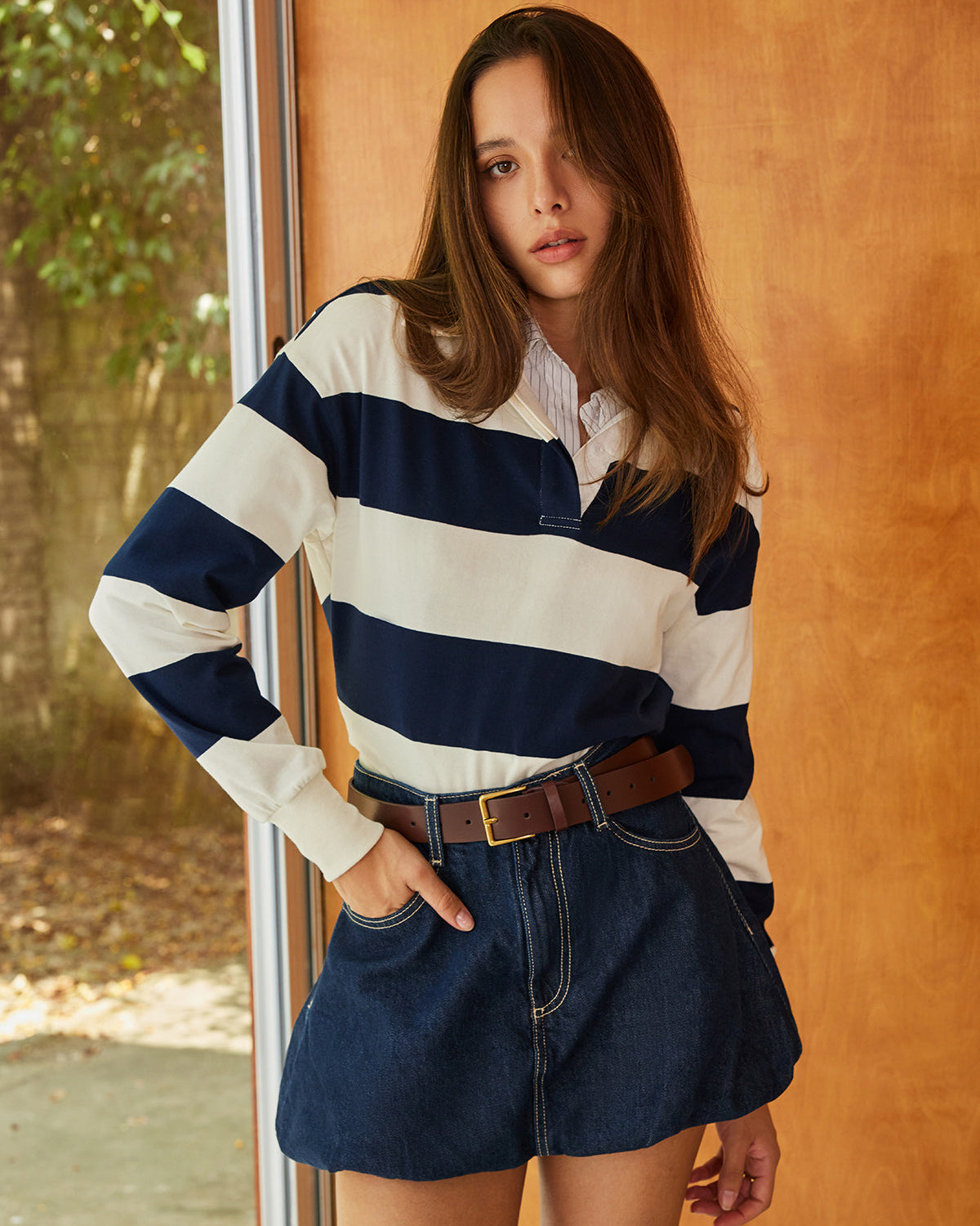 Striped Polo Bodysuit