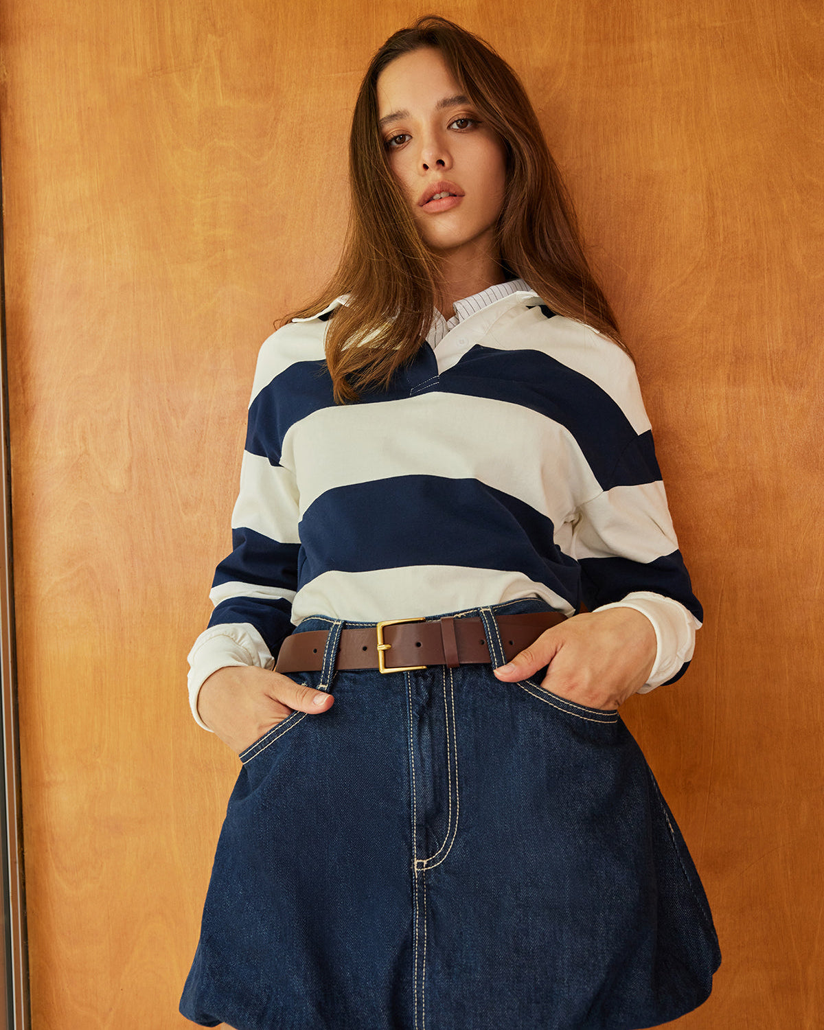 Striped Polo Bodysuit
