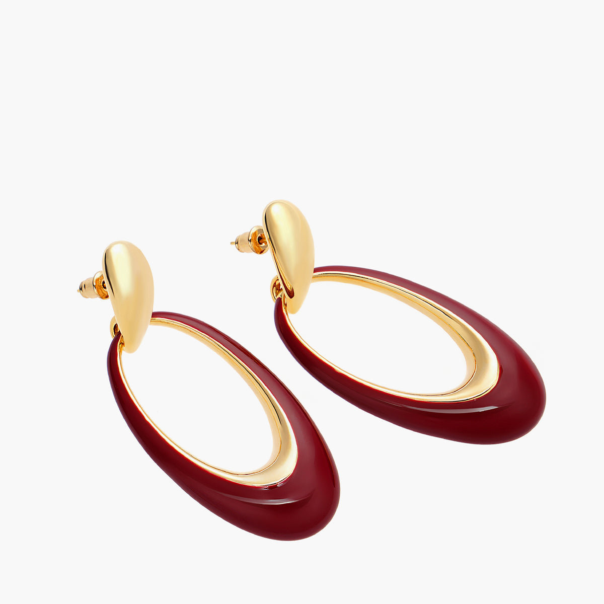 Oil Drop Oval Hoop Earrings