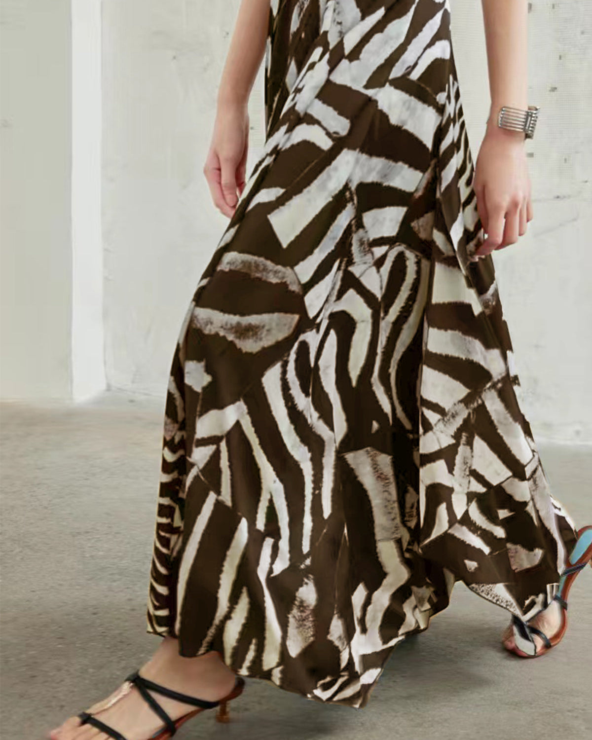 Zebra Desenli Maxi Etek