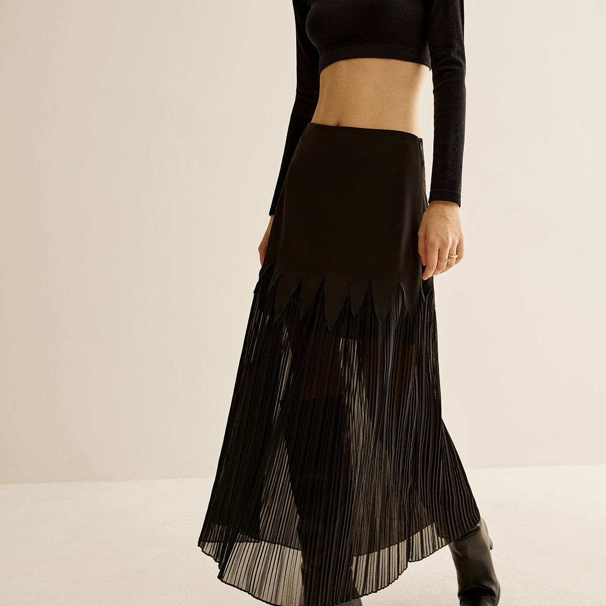 Panel Sheer Zipper Midi Etek