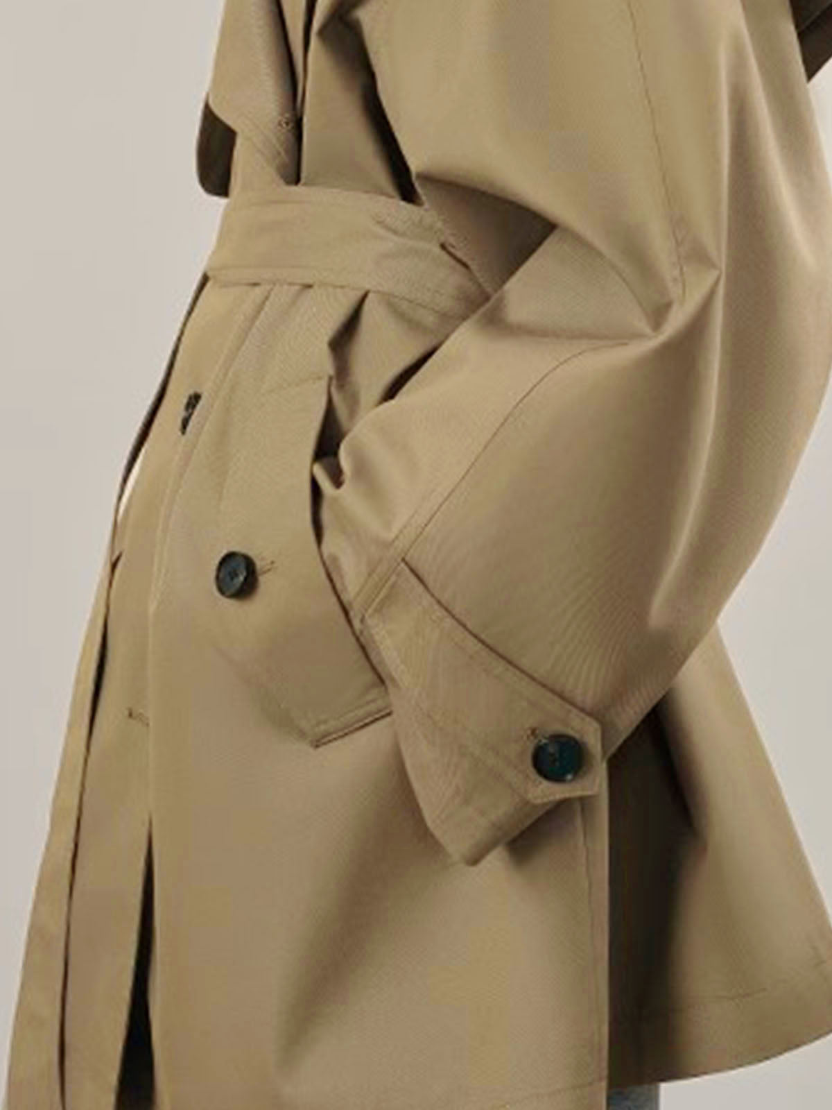 Haki Oversize Kemerli Trençkot