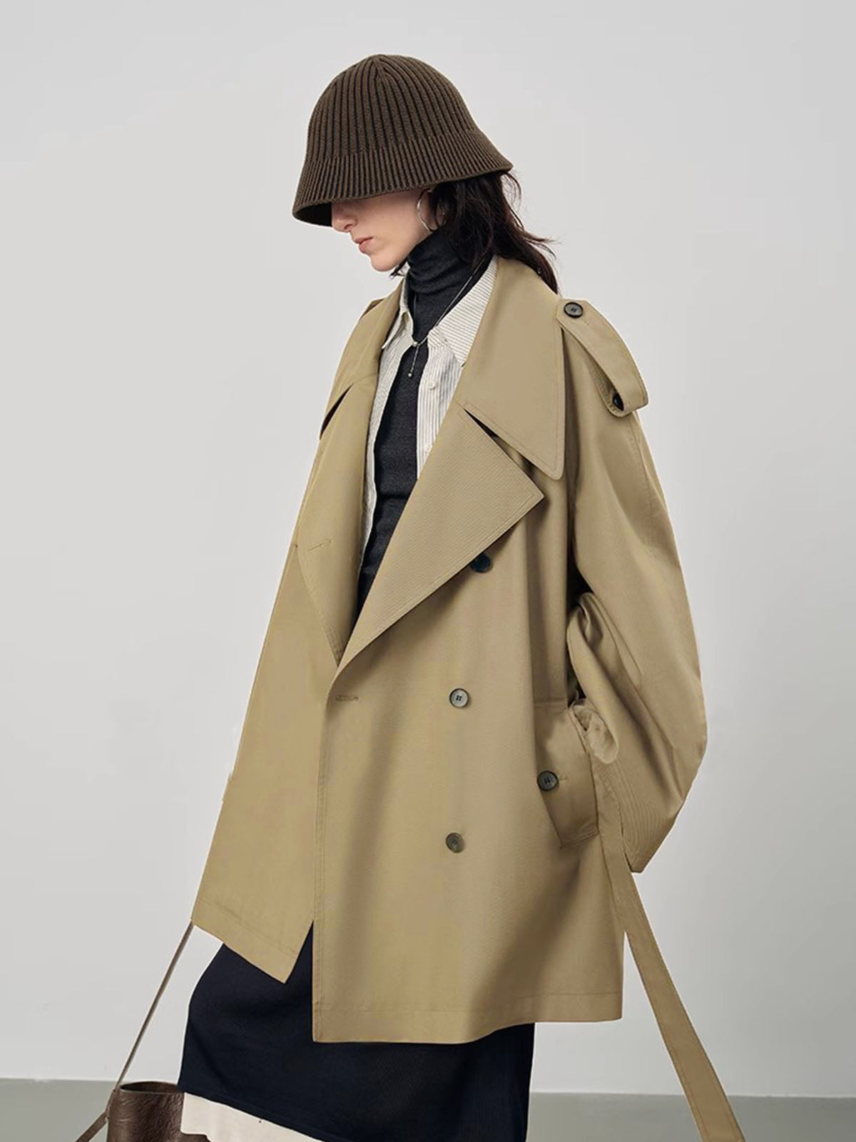 Haki Oversize Kemerli Trençkot