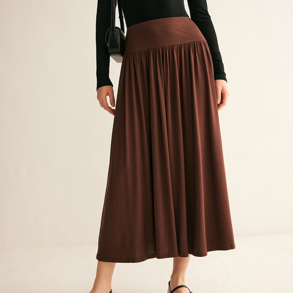 Pleated Jersey Midi Etek