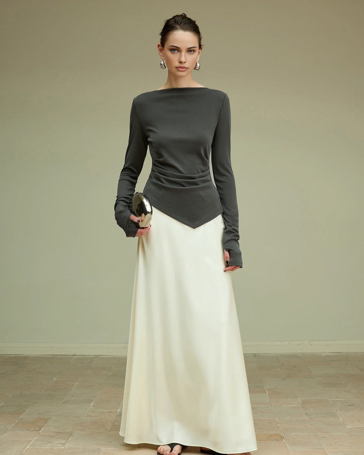 Asimetrik İnce Jarse Bluz