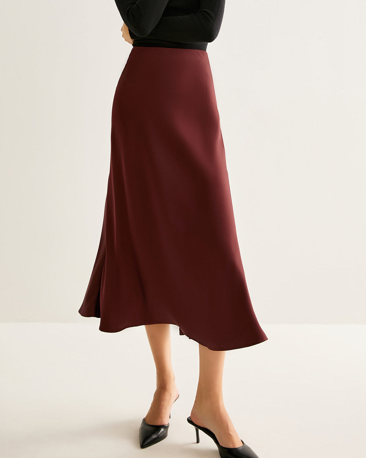 Flowy Saten Midi Etek