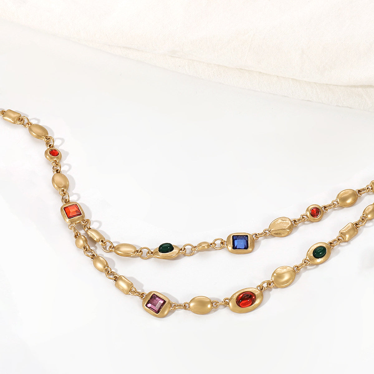 Double-Layer Colorful Beaded Necklace