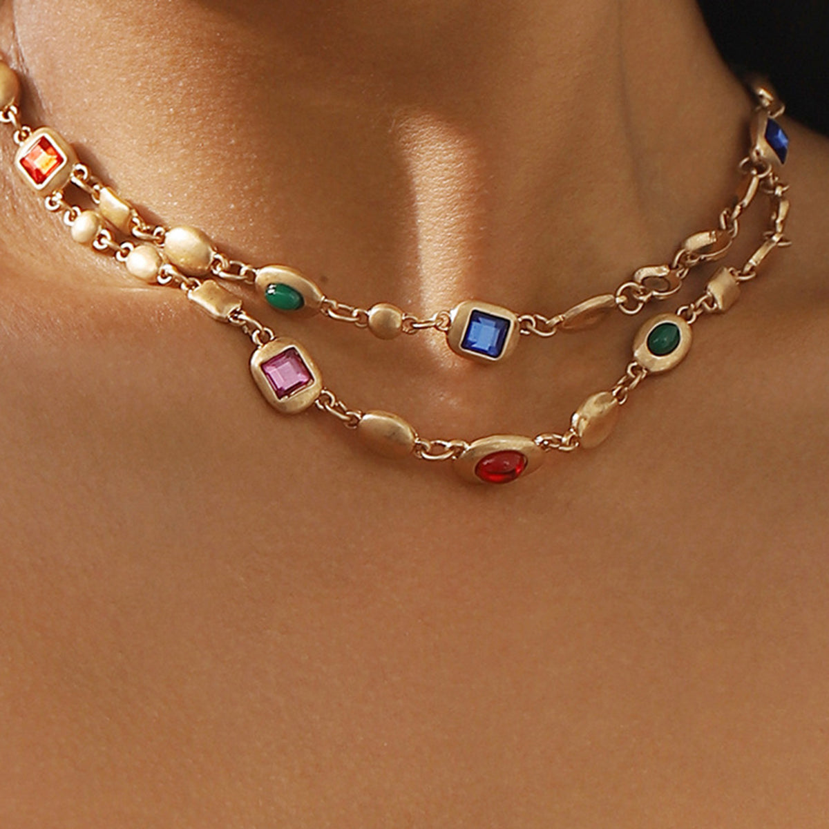 Double-Layer Colorful Beaded Necklace